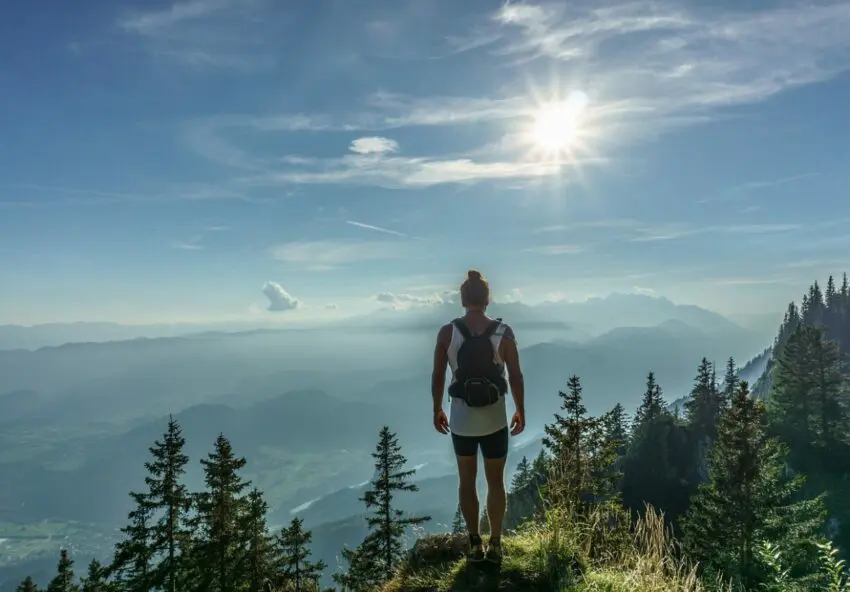 hiker, standing, woman